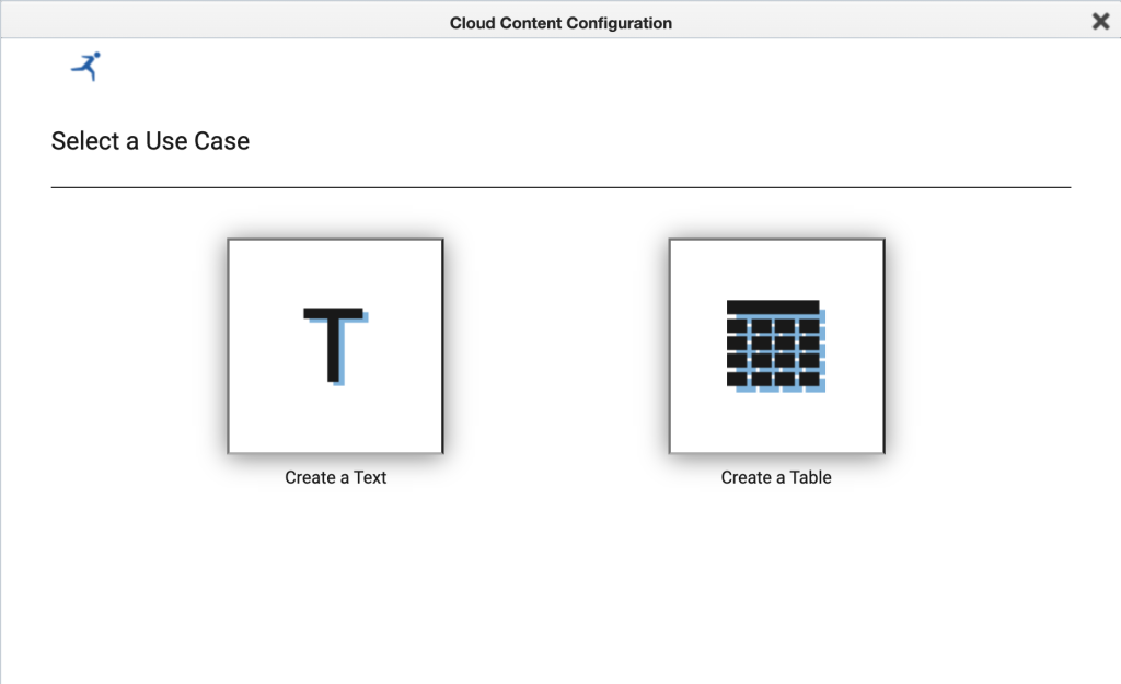 Screenshot der Advanced Dynamic Content App - 1. Wählen Sie eine Integrationsart