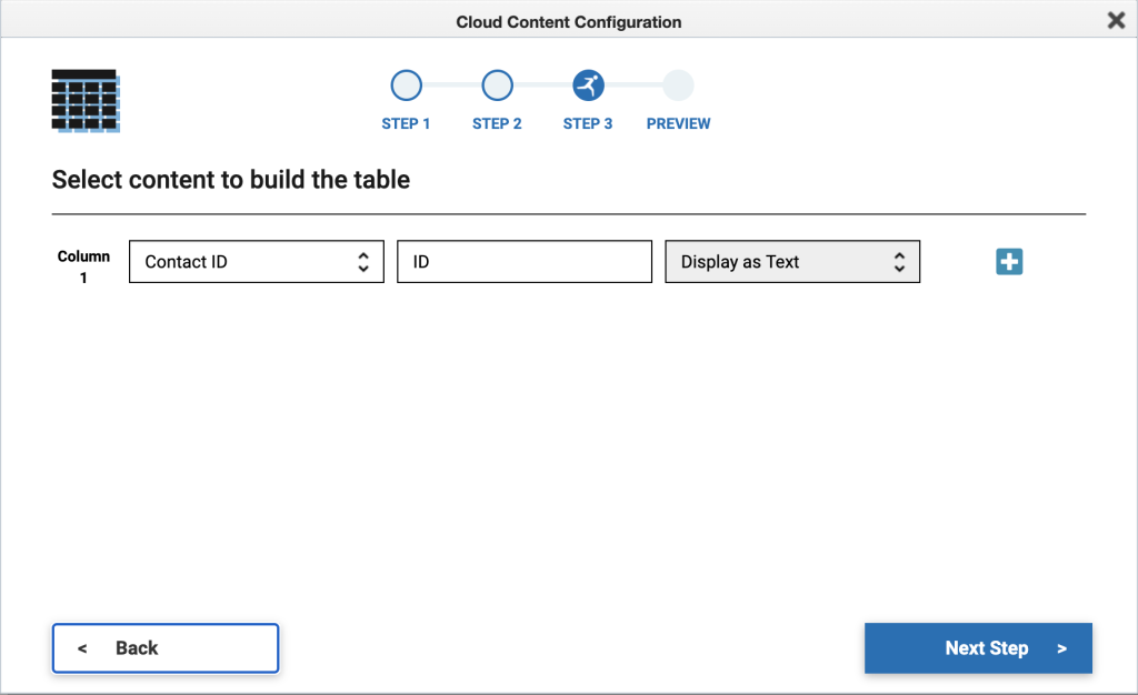 Screenshot of Advanced Dynamic Content App - 2. Inhalt auswählen